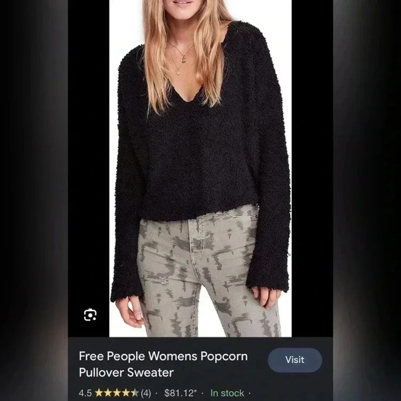 Free People Song Bird Black Popcorn Sweater - Picture 3 of 6